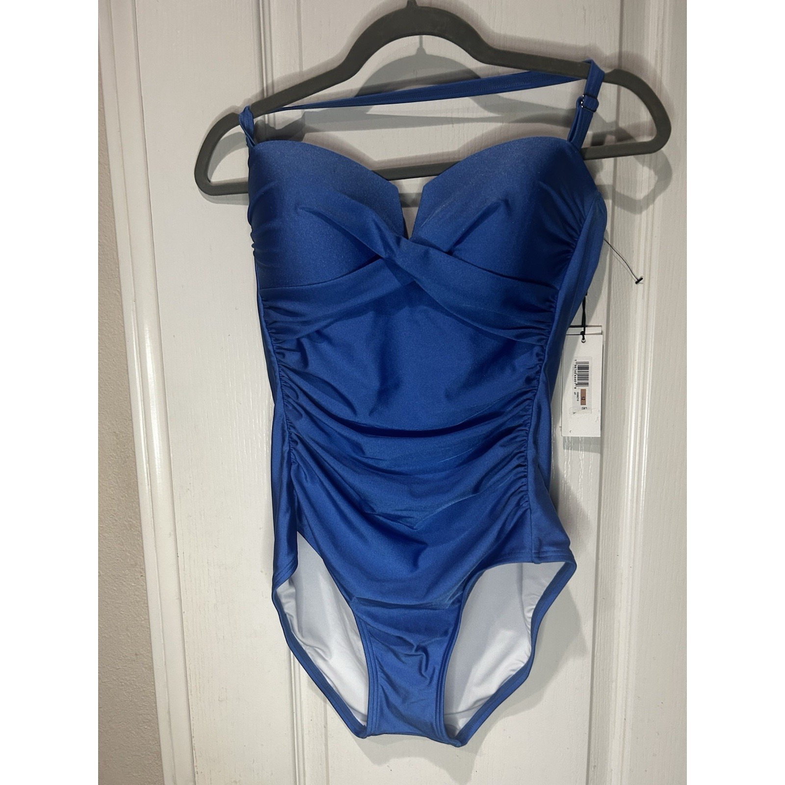 Calvin Klein Women's Shirred Tummy-Control Split-Cup Bandeau One-Piece Swimsuit